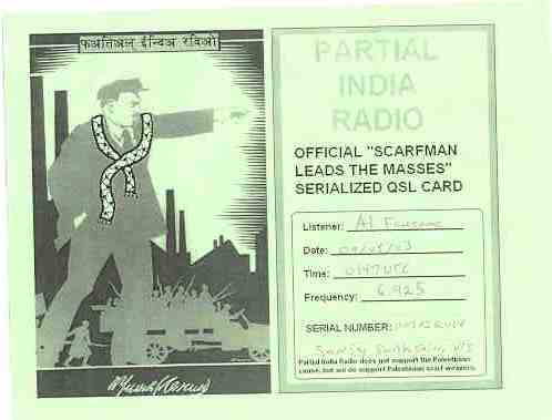 Partial India Radio QSL